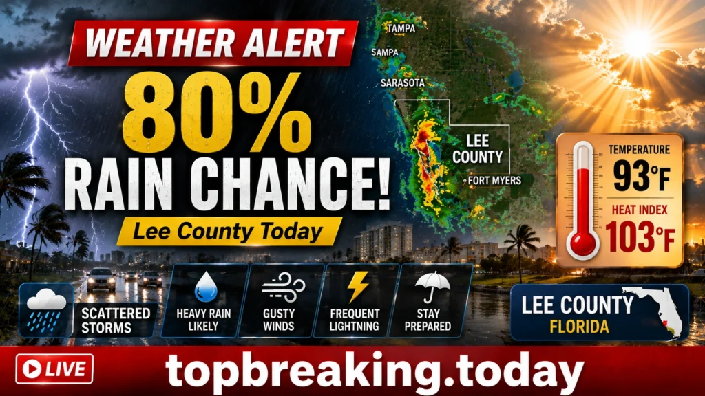 Lee County Weather Today 93°F Heat, 80% Chance of Rain and Thunderstorms